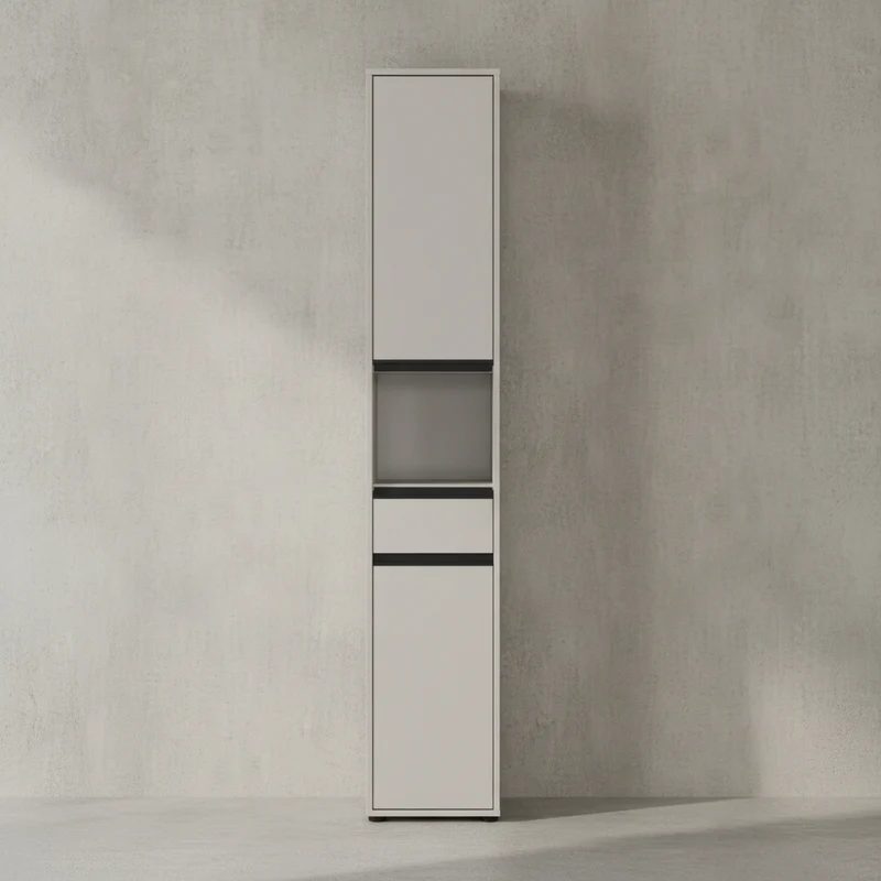 Hochschrank mit Schublade und Türen | Soft-Close & Matt