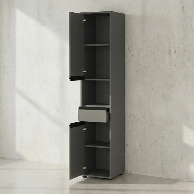 Hochschrank mit Schublade und Türen | Soft-Close & Matt