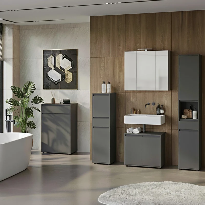 Hochschrank mit Schublade und Türen | Soft-Close & Matt