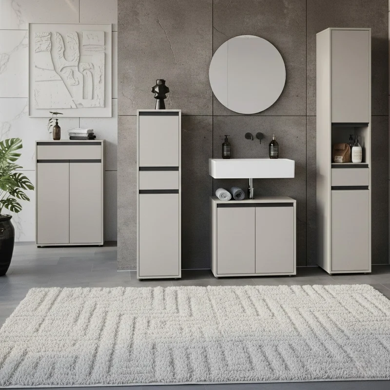 Hochschrank mit Schublade und Türen | Soft-Close & Matt