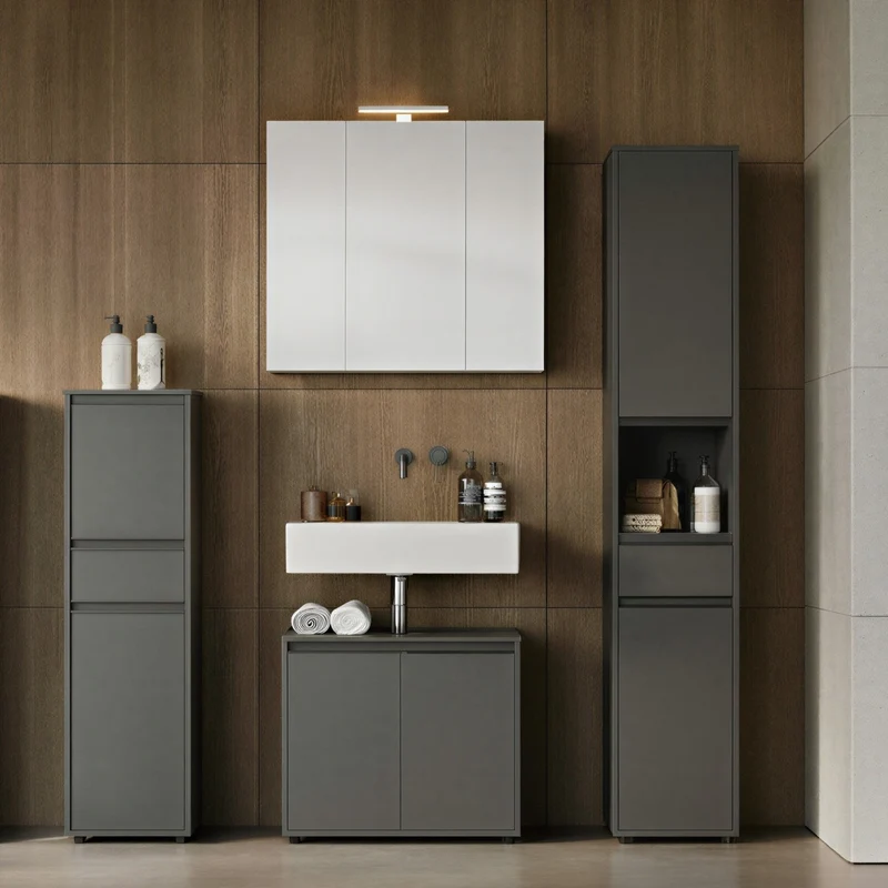 Hochschrank mit Schublade und Türen | Soft-Close & Matt