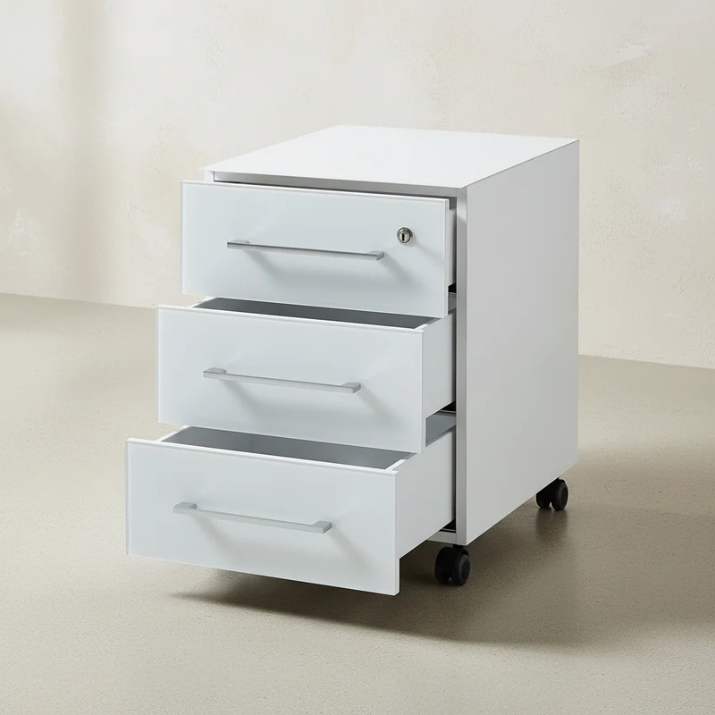 Büro-Set 3-teilig | Schreibtisch, Schrank, Container | Glasfront