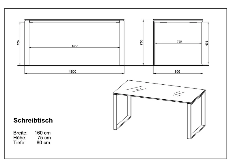 Büro-Set 3-teilig | Schreibtisch, Schrank, Container | Glasfront