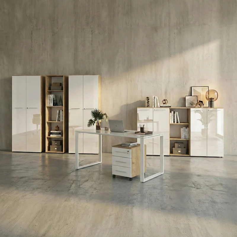Büro-Set 8-teilig | Glas & Abschließbar & Soft-Close