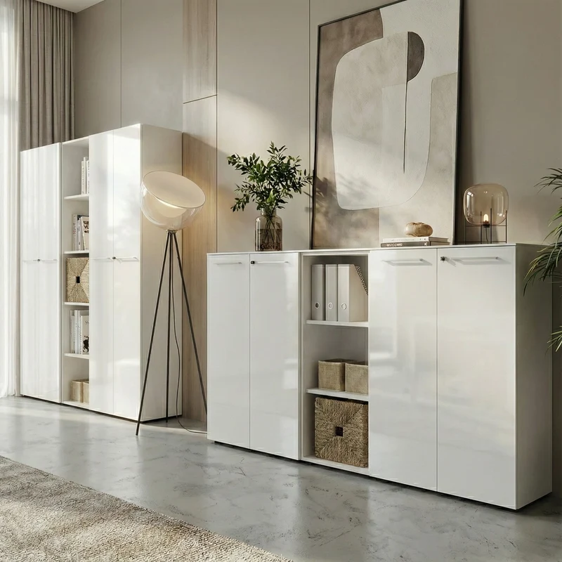 Büro-Set 8-teilig | Glas & Abschließbar & Soft-Close