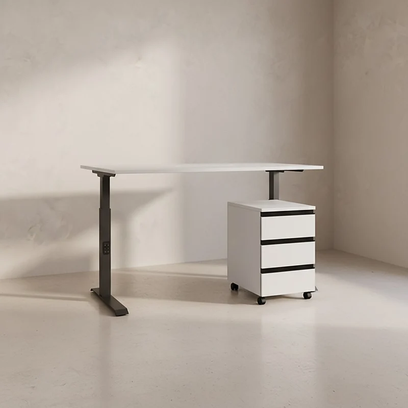 Büro-Set 2-teilig | Schreibtisch höheneinstellbar (68-91cm) & Rollcontainer (Soft-Close)