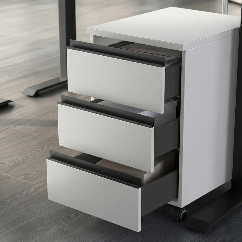 Büro-Set 2-teilig | Schreibtisch höheneinstellbar (68-91cm) & Rollcontainer (Soft-Close)