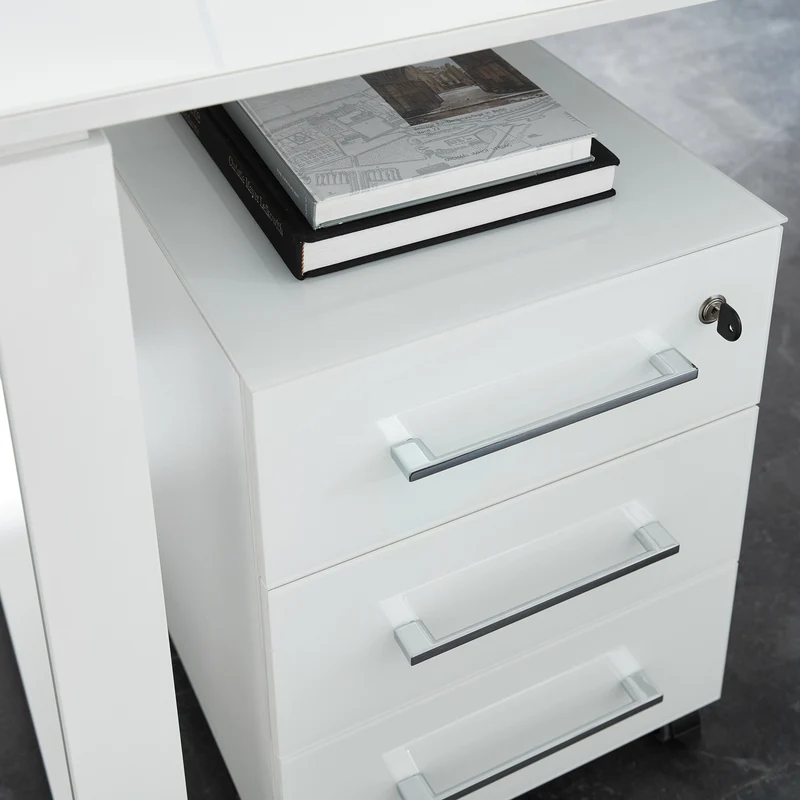 Rollcontainer 40x50x55 cm | Glasfront Soft-Close Abschließbar