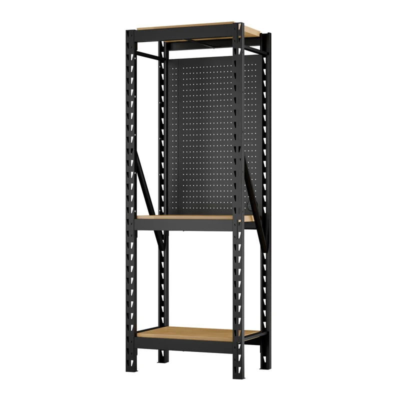 BUNKER 17 Piece Modular 3 Tier Racking with Shelving & Pegboards, 750mm