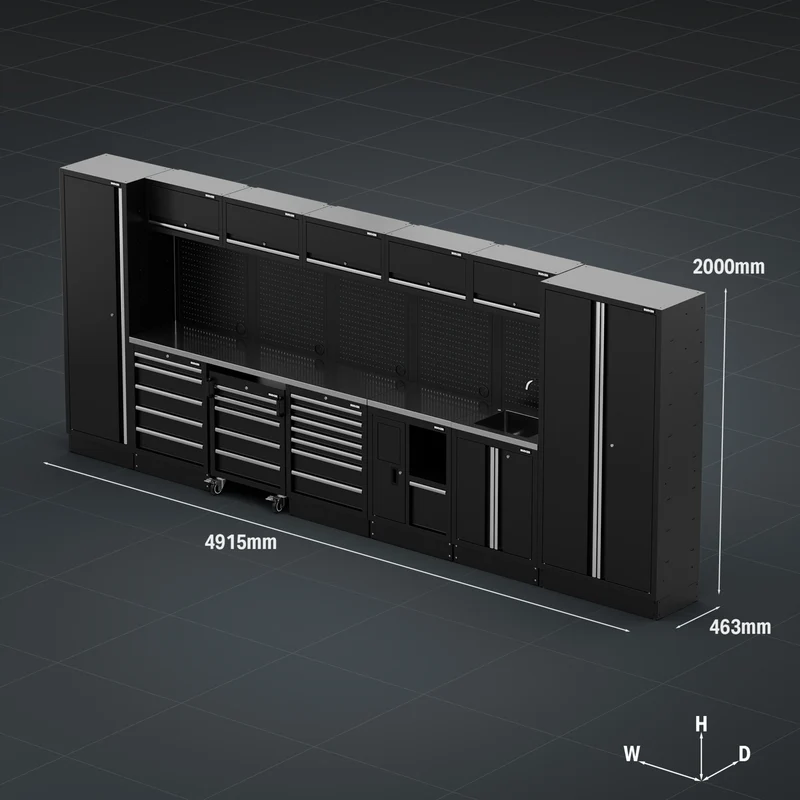 BUNKER 25 Piece Modular Storage Combo with Sink and Worktop, 4915mm