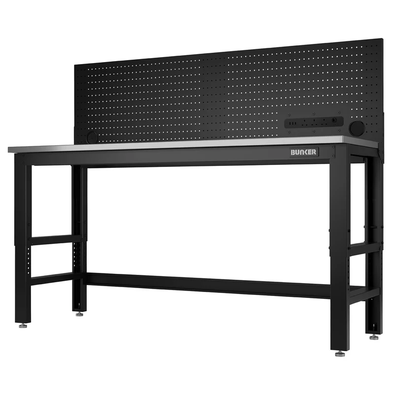 BUNKER® Workbench with Worktop and Power Pegboard, 1830mm