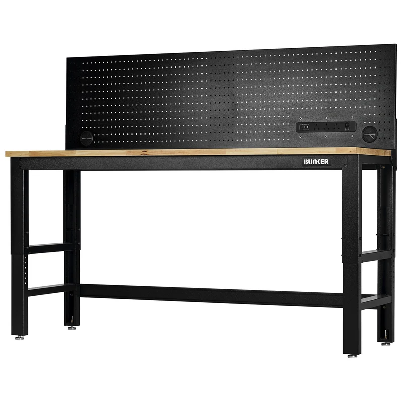 BUNKER® Workbench with Worktop and Power Pegboard, 1830mm