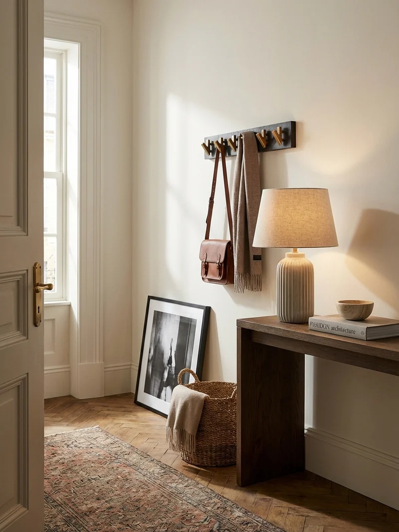 Wandgarderobe Mango Massivholz Metall Modern 60x10x8 cm Schwarz Gold