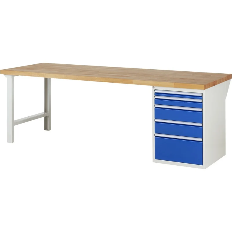 Werkbank mit 5 Schubladen von Rau | HxBxT 890 x 2.500 x 900 mm