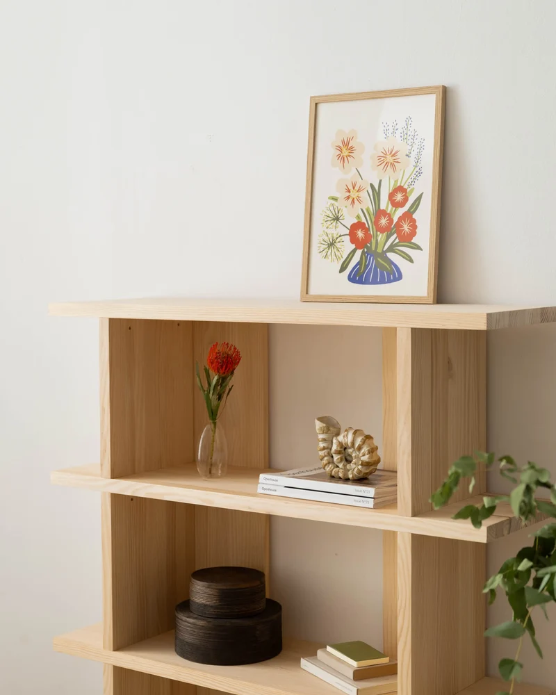 Castell solid wood bookcase 106.5 x 115.2 cm