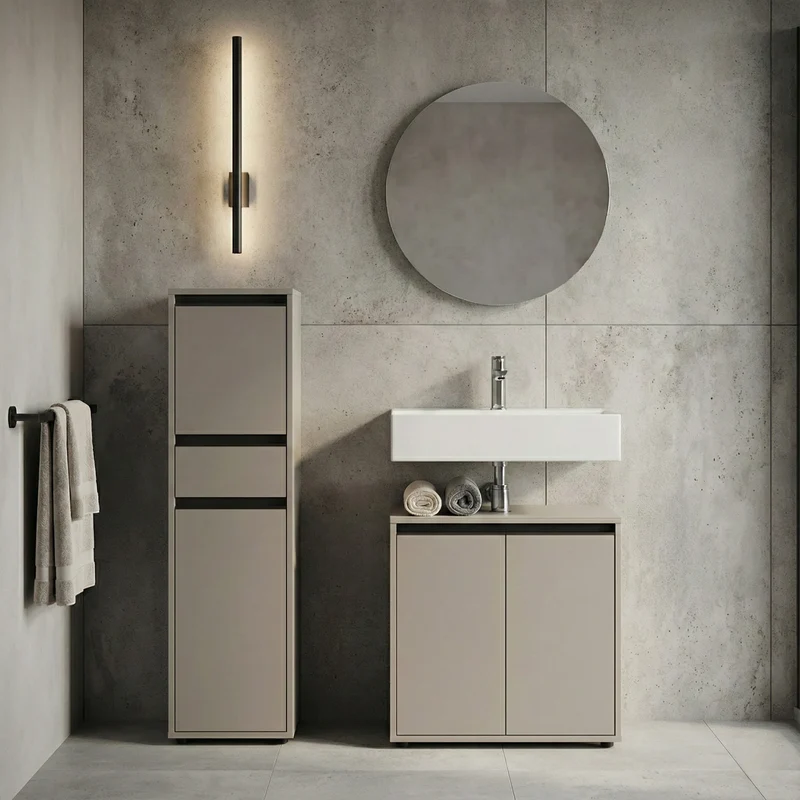 Badschrank schmal - Soft-Close & Matt-Optik
