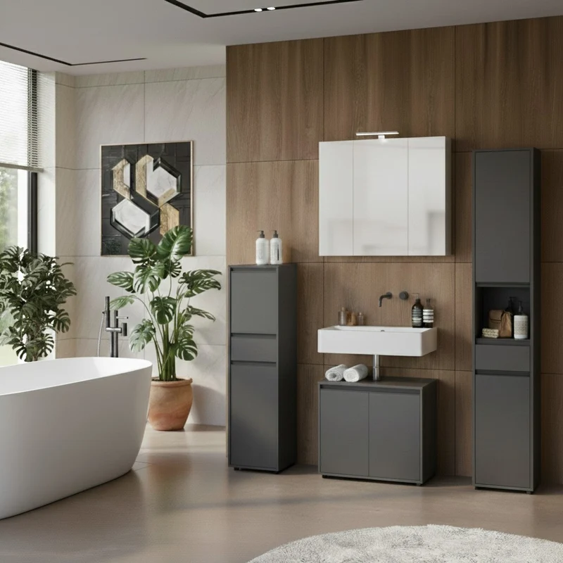 Badschrank schmal - Soft-Close & Matt-Optik