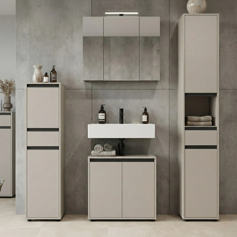 Badschrank schmal - Soft-Close & Matt-Optik