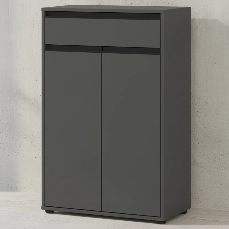 Badmöbel-Set 5-teilig XXL | Hochschrank, Unterschrank, Midischrank, Badkommode, Runder Spiegel | Soft-Close & Matt