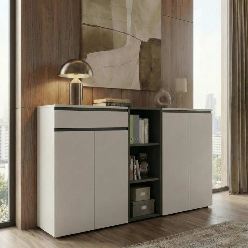 Aktenschrank 81x120 cm | 3 Ordnerhöhen & Soft-Close | Büro & Home Office
