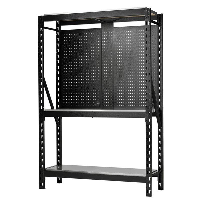 BUNKER 17 Piece Modular 3 Tier Racking with Shelving & Pegboards, 1500mm