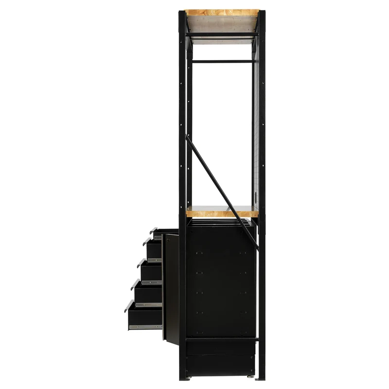 BUNKER 15 Piece Modular Storage Combo 2 Tier Racking with Shelving, Pegboards & Floor Cabinets, 1500mm