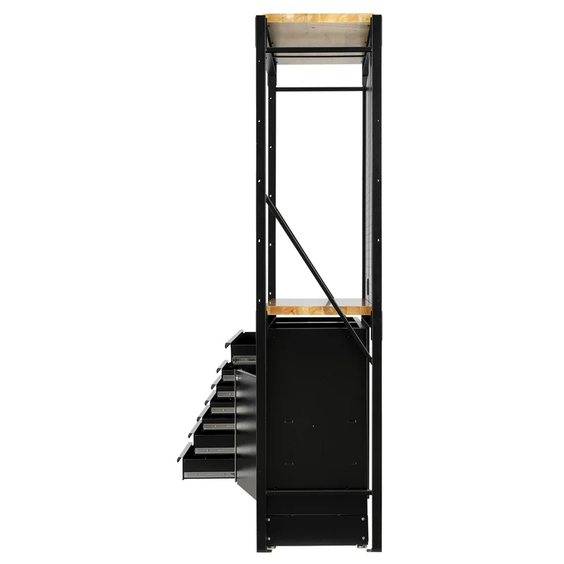 BUNKER 14 Piece Modular Storage Combo 2 Tier Racking with Pegboards and Floor Cabinet, 1500mm