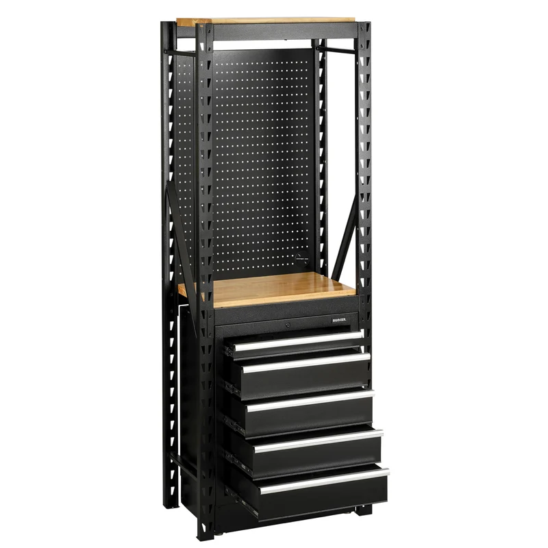 BUNKER 13 Piece Modular Storage Combo 2 Tier Racking with Pegboard and Floor Cabinet, 750mm