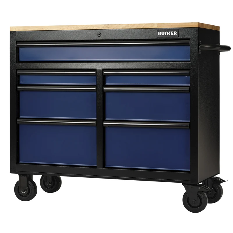 BUNKER 7 Drawer Workbench Roller Tool Cabinet, 41"