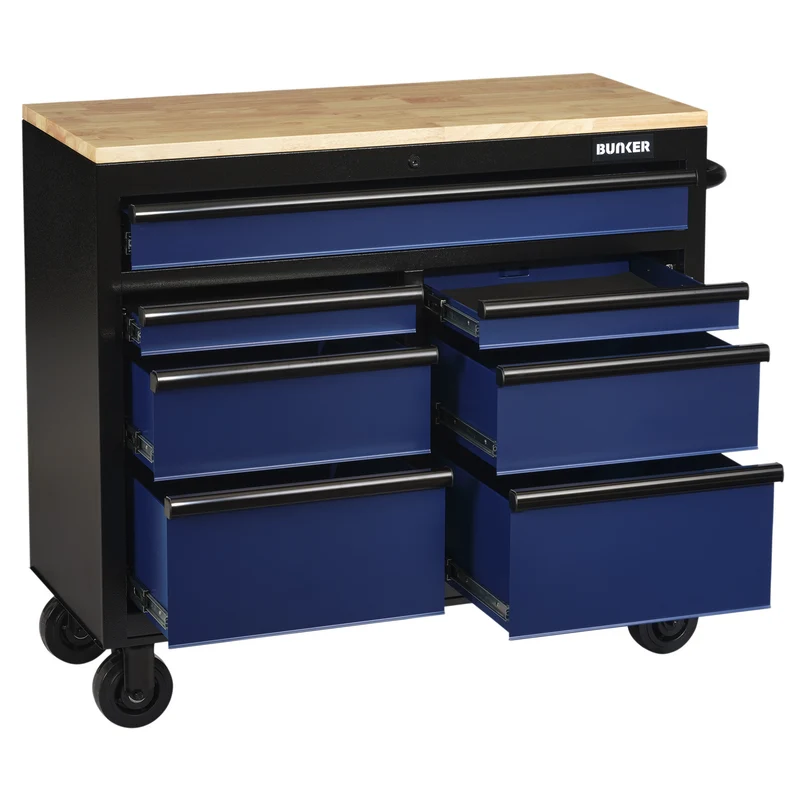 BUNKER 7 Drawer Workbench Roller Tool Cabinet, 41"