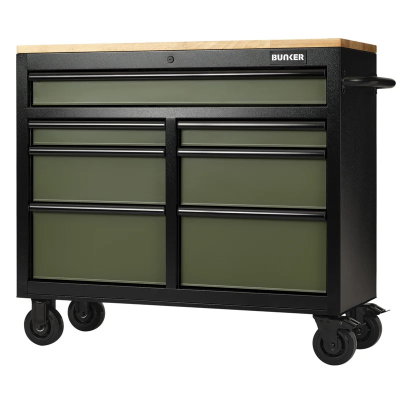 BUNKER 7 Drawer Workbench Roller Tool Cabinet, 41"