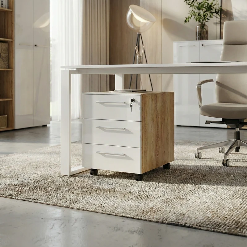 Schreibtisch-Set 160x80 cm | Glasplatte & Container