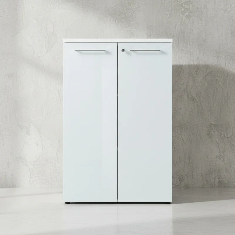 Aktenschrank 80x37x120cm | Glasfront Soft-Close Abschließbar