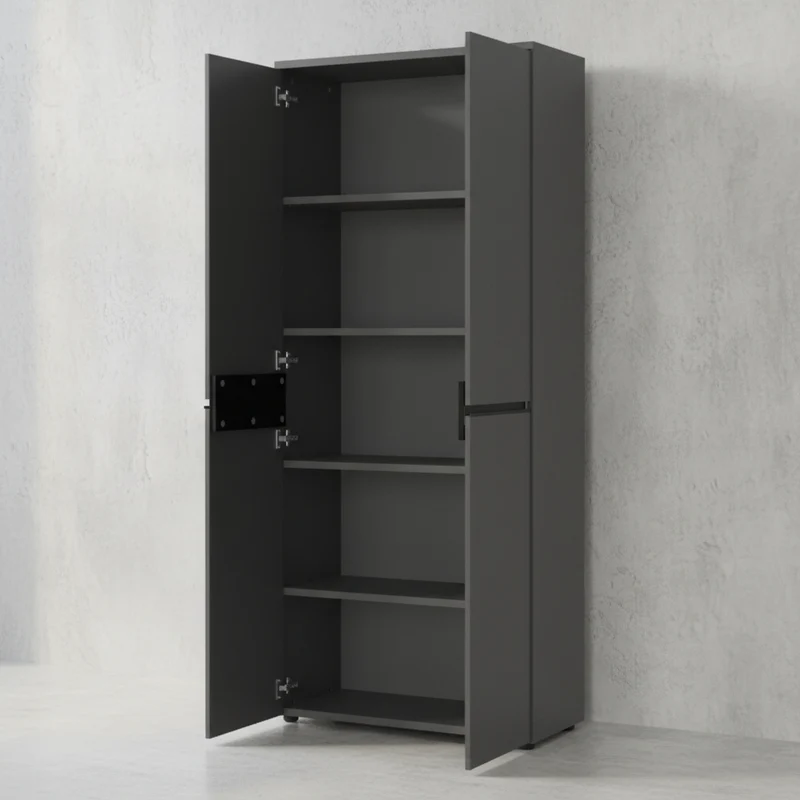 Büro-Set STUTTGART/FRANKFURT 3-teilig | 242x197cm | Schrankwand 5 Ordnerhöhen Soft-Close Graphit