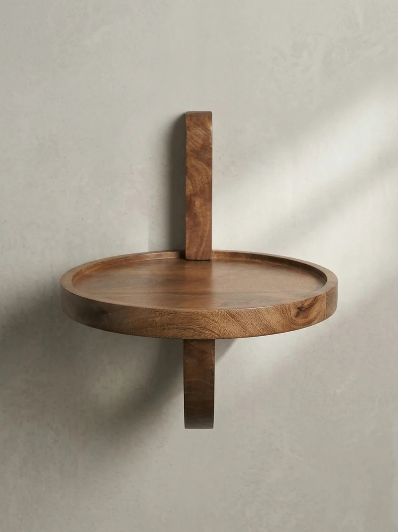 Wandregal Mango Massivholz Modern Stil 30x33x30 cm Rund