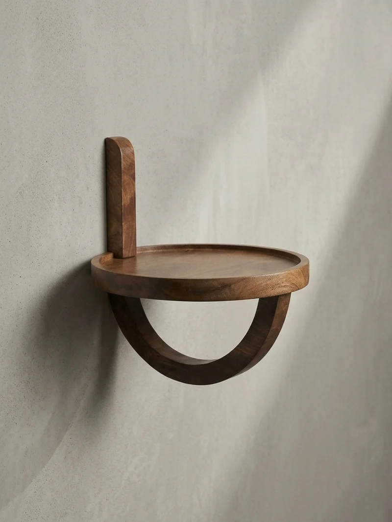 Wandregal Mango Massivholz Modern Stil 30x33x30 cm Rund