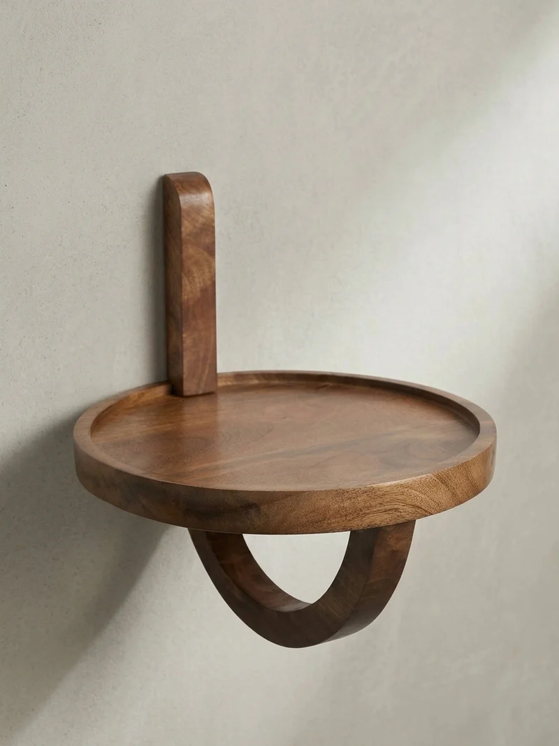 Wandregal Mango Massivholz Modern Stil 30x33x30 cm Rund
