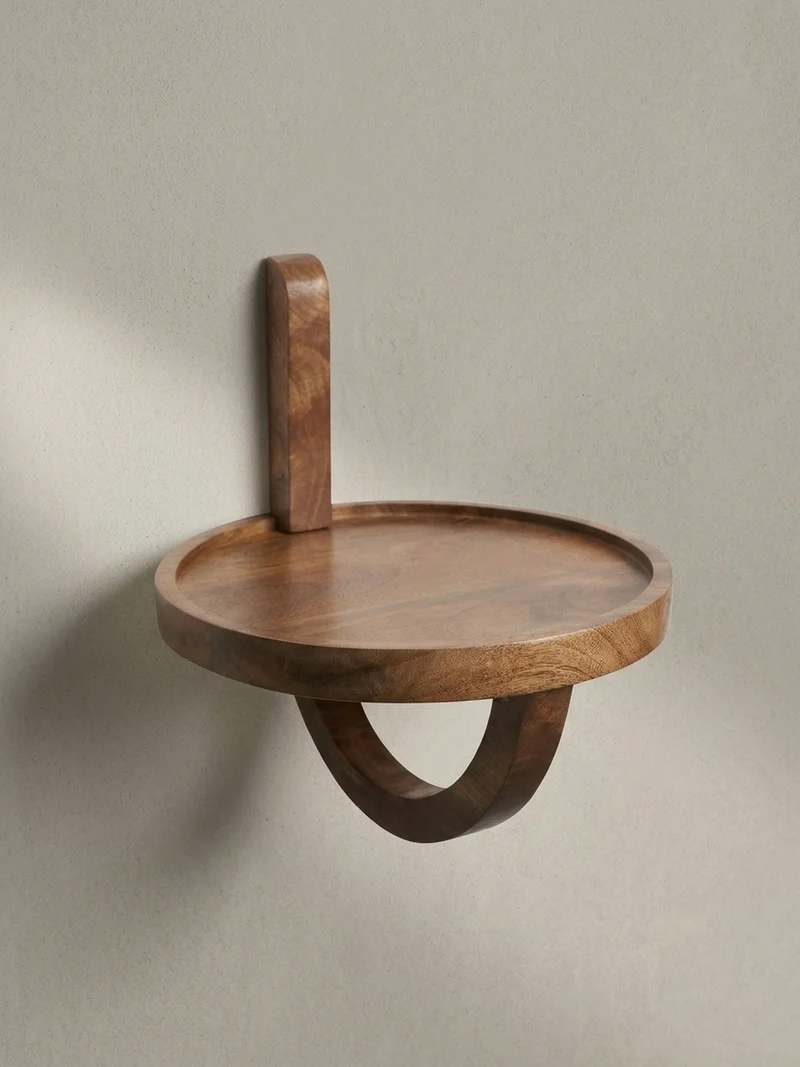 Wandregal Mango Massivholz Modern Stil 30x33x30 cm Rund