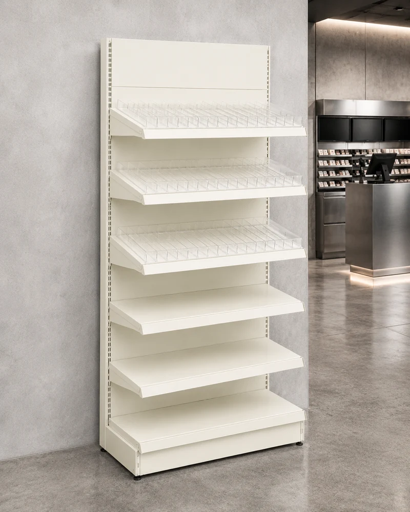 InhandKraft® Zigarettenregal für Kiosk & Laden - Modul 90 cm - Cremeweiß