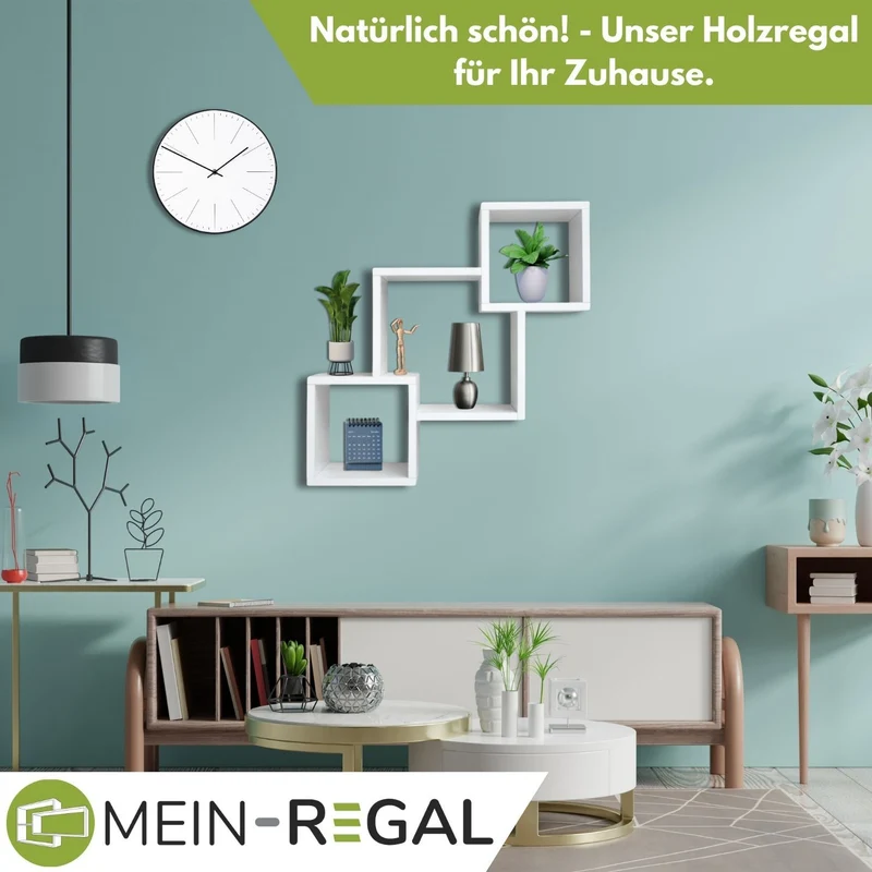 Mein-Regal Wandregal Connect aus Holz MDF, 3 Fächer vertikal versetzt
