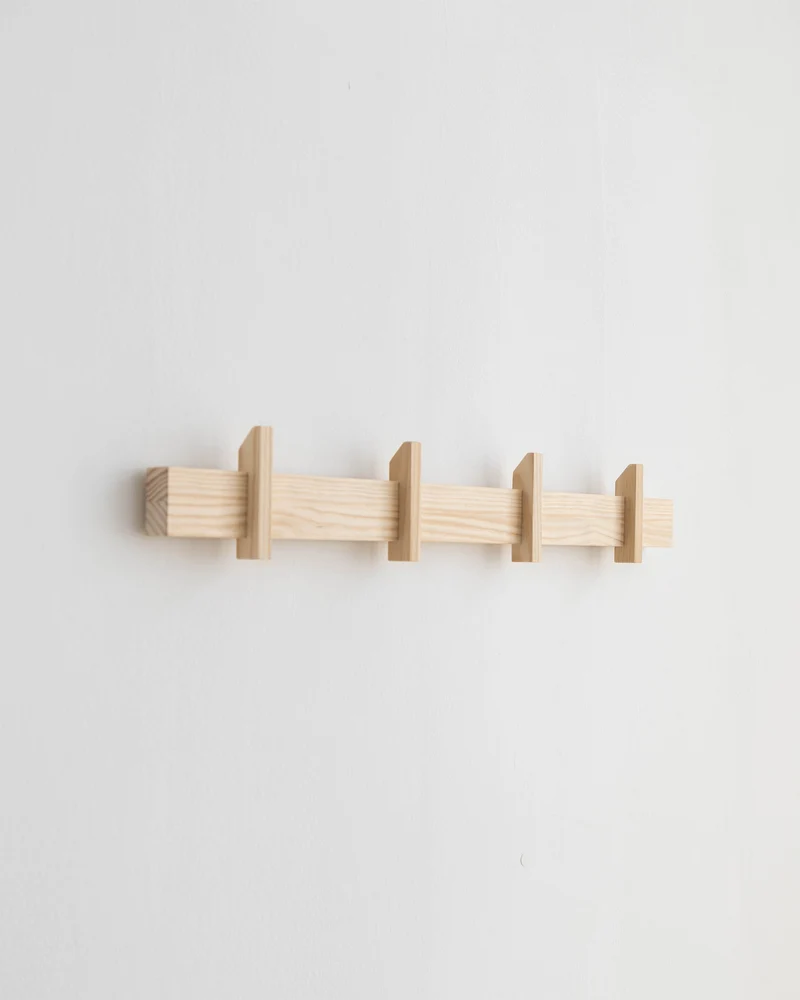 Large wall coat rack Figuera in solid wood 80 cm