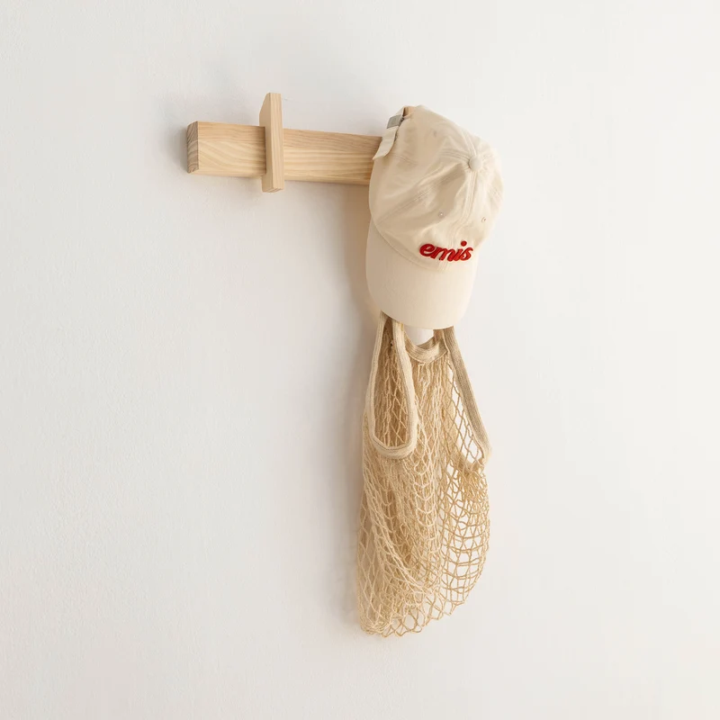 Small wall coat rack Figuera in solid wood 40 cm