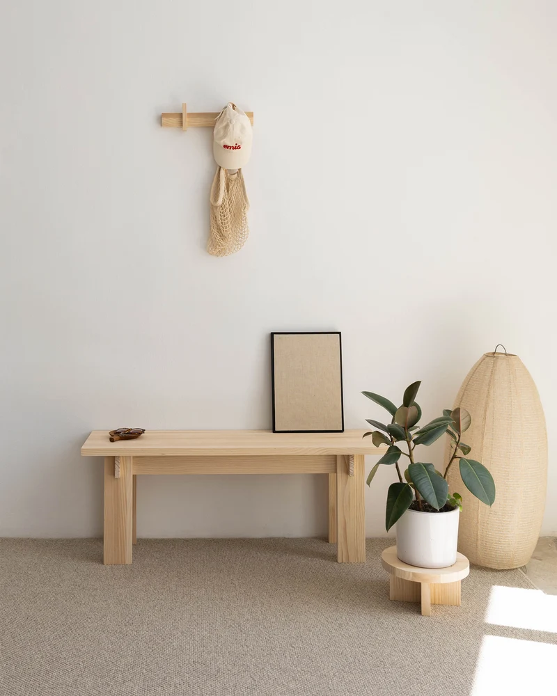 Small wall coat rack Figuera in solid wood 40 cm