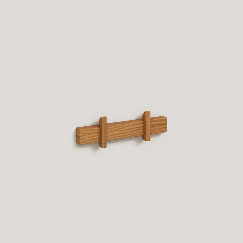Small wall coat rack Figuera in solid wood 40 cm