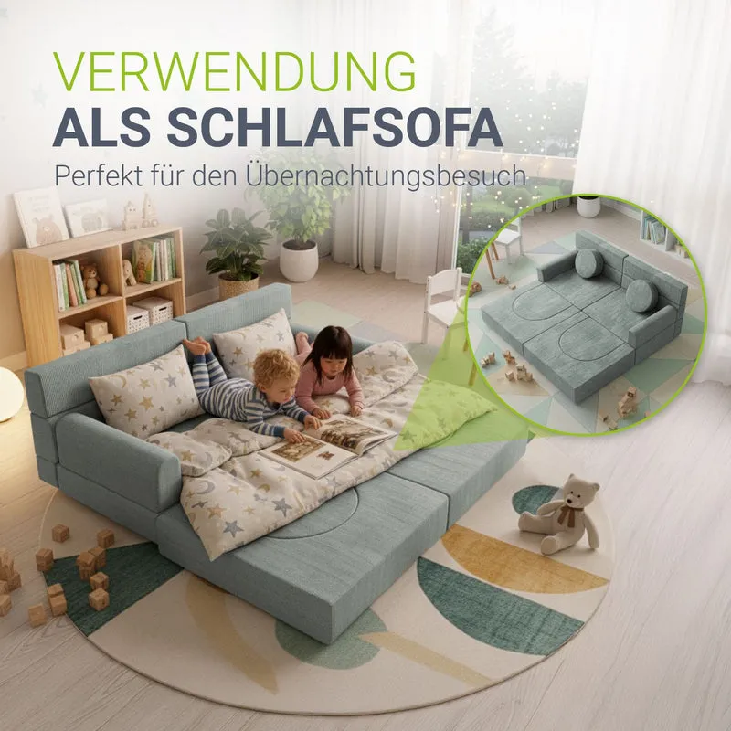 Kindersofa Kayo mit Cord Bezug & Kissen