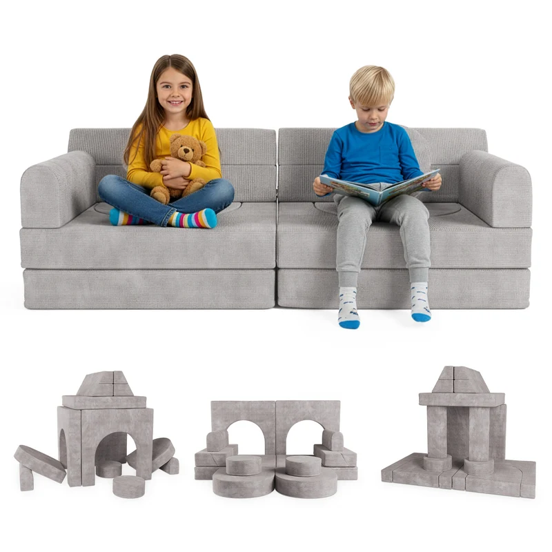 Kindersofa Kayo mit Cord Bezug & Kissen