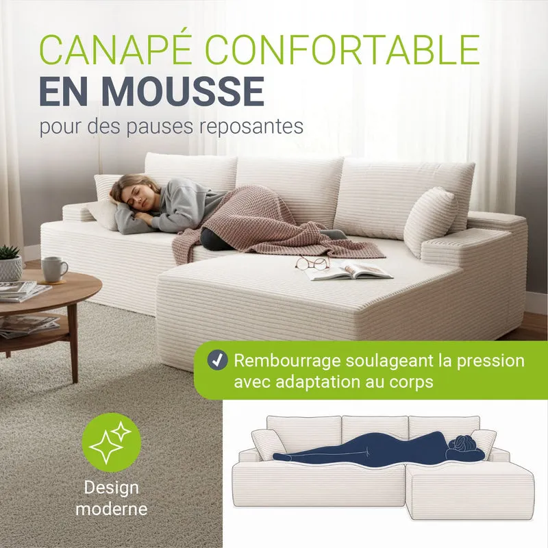 Sofa Coredo mit Cord Bezug & Dekokissen