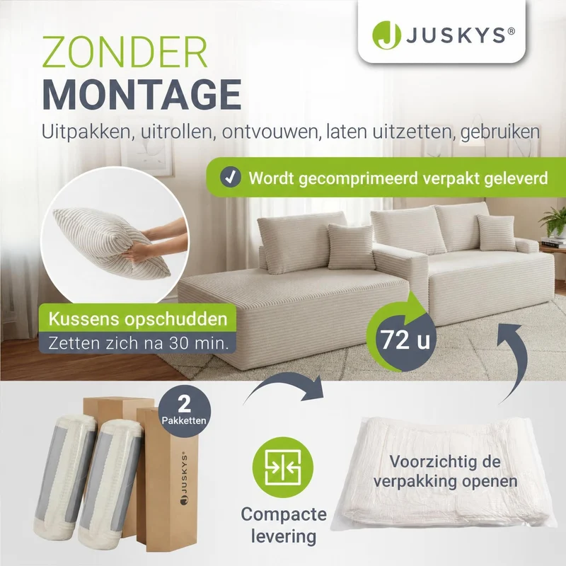 Sofa Coredo mit Cord Bezug & Dekokissen
