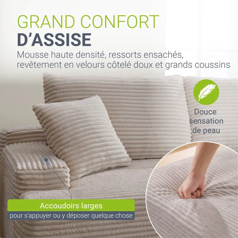 Sofa Coredo mit Cord Bezug & Dekokissen