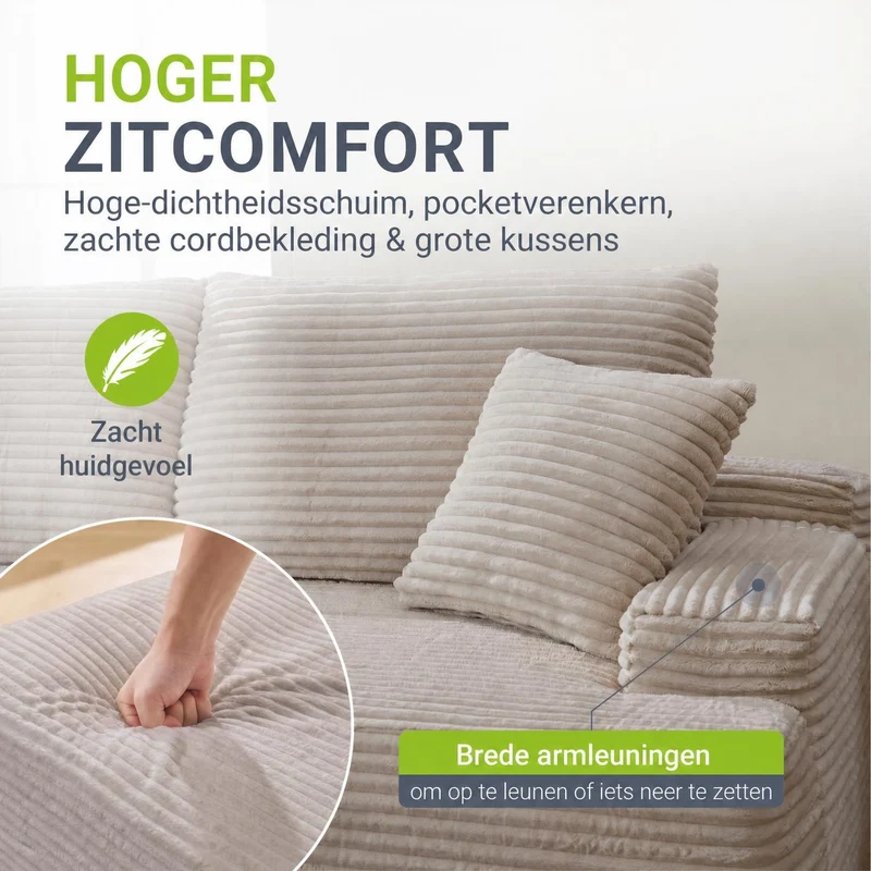 Sofa Coredo mit Cord Bezug & Dekokissen